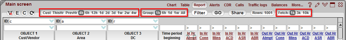 5gVision User interface, Main screen parameter strips