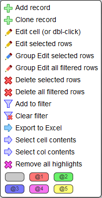 5gVision User interface, Main screen in cell edit menu