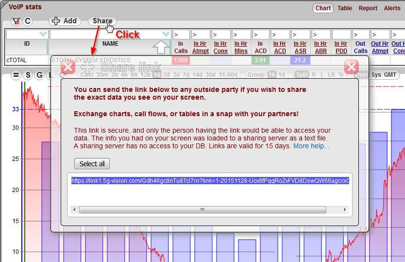 5gVision User interface, Main screen shared links