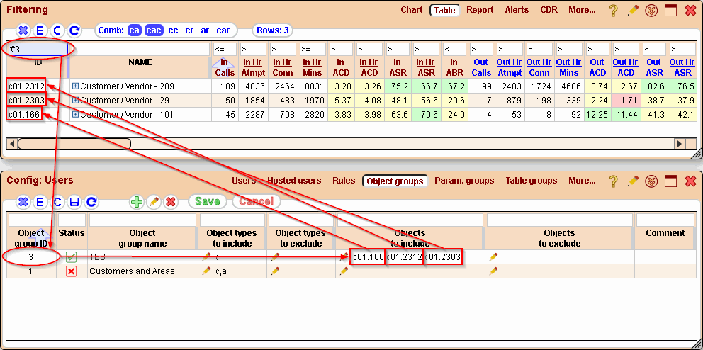 5gVision User interface, Filtering filtering objects