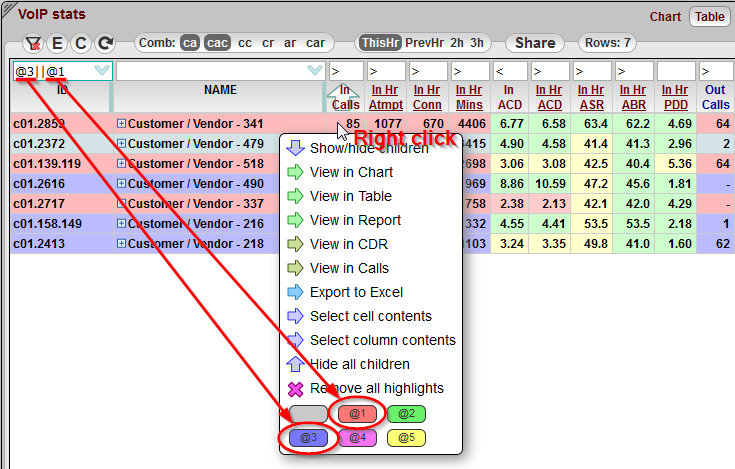 5gVision User interface, Filtering filtering objects