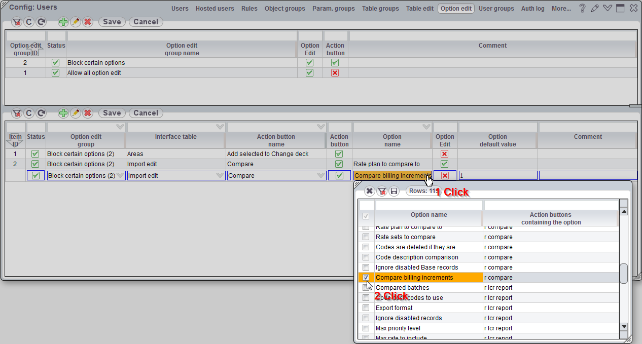 5gVision User interface, Config users options edit groups