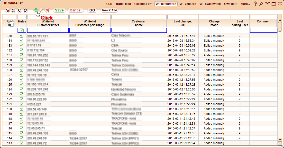 5gVision Traffic collector, Ip whitelist whitelist config
