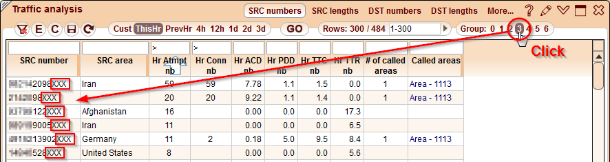 5gVision Monitoring and alerting, Src dst numbers groups