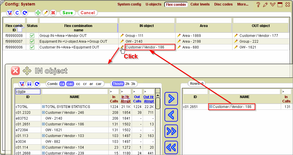 5gVision Monitoring and alerting, Config system flex combinations