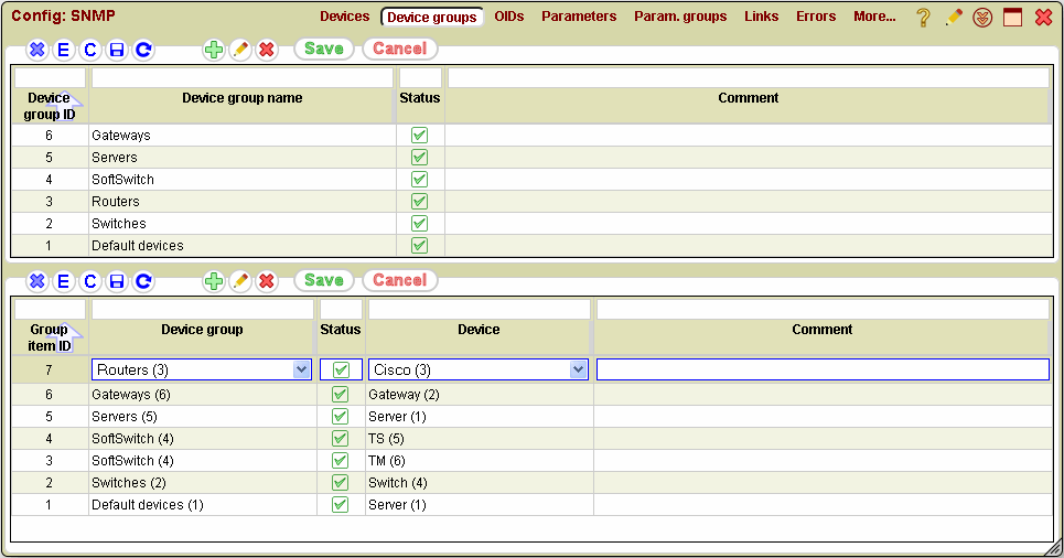 5gVision Monitoring and alerting, Config snmp device groups