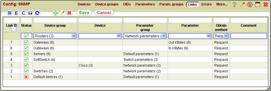 5gVision Monitoring and alerting, Config snmp links