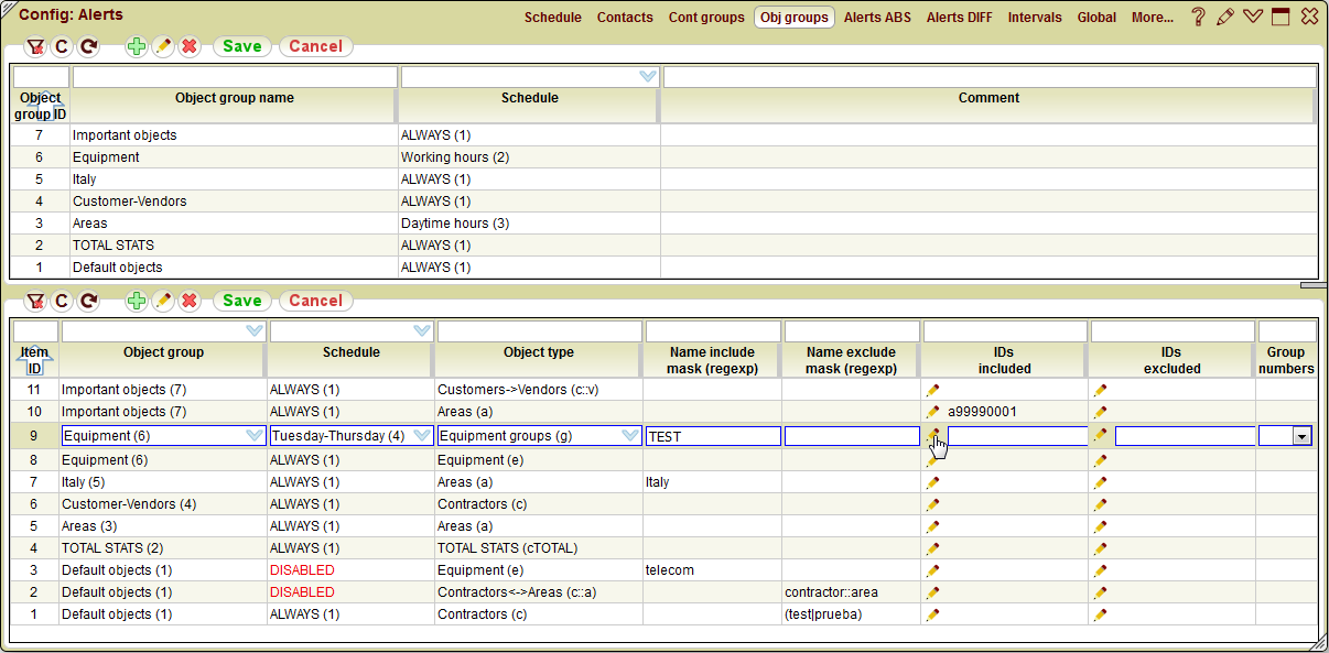 5gVision Monitoring and alerting, Config alerts alert object groups
