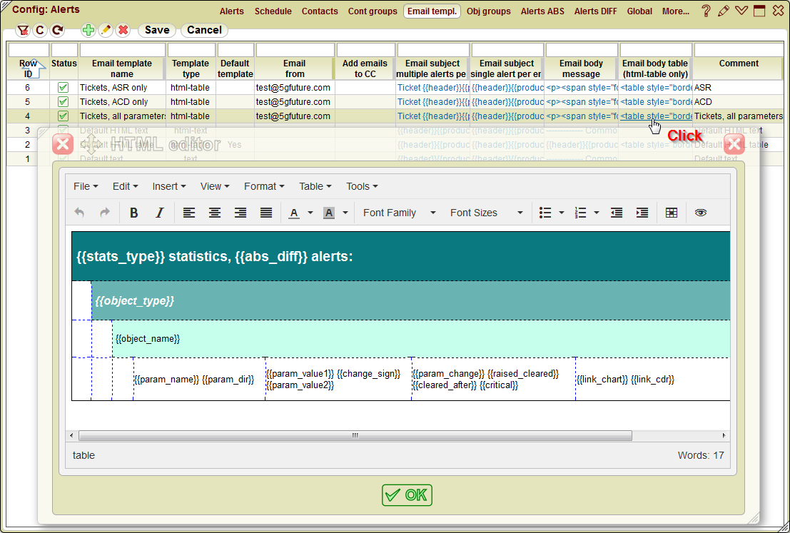 5gVision Monitoring and alerting, Config alerts email template
