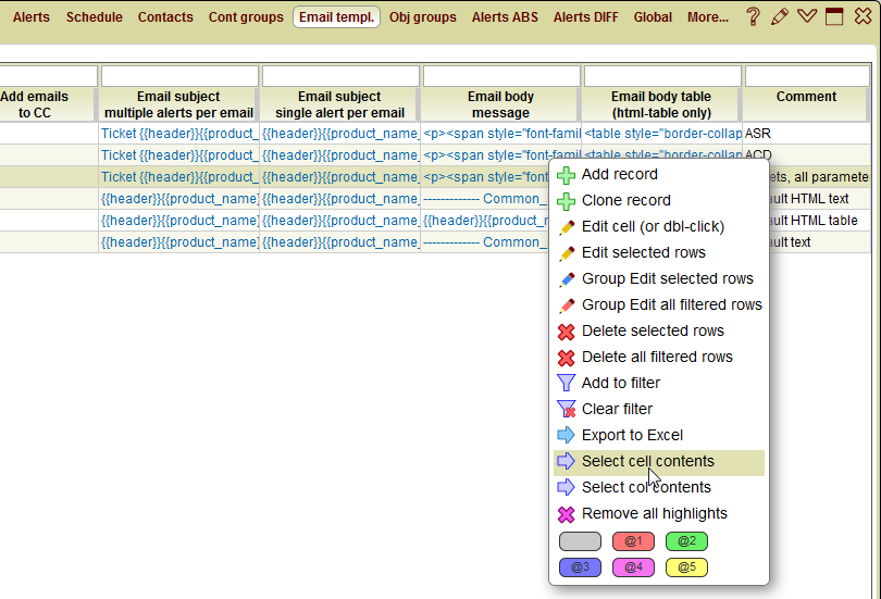 5gVision Monitoring and alerting, Config alerts email template