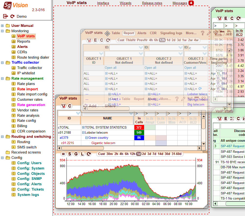 5gVision VoIP Monitor Menu and screen